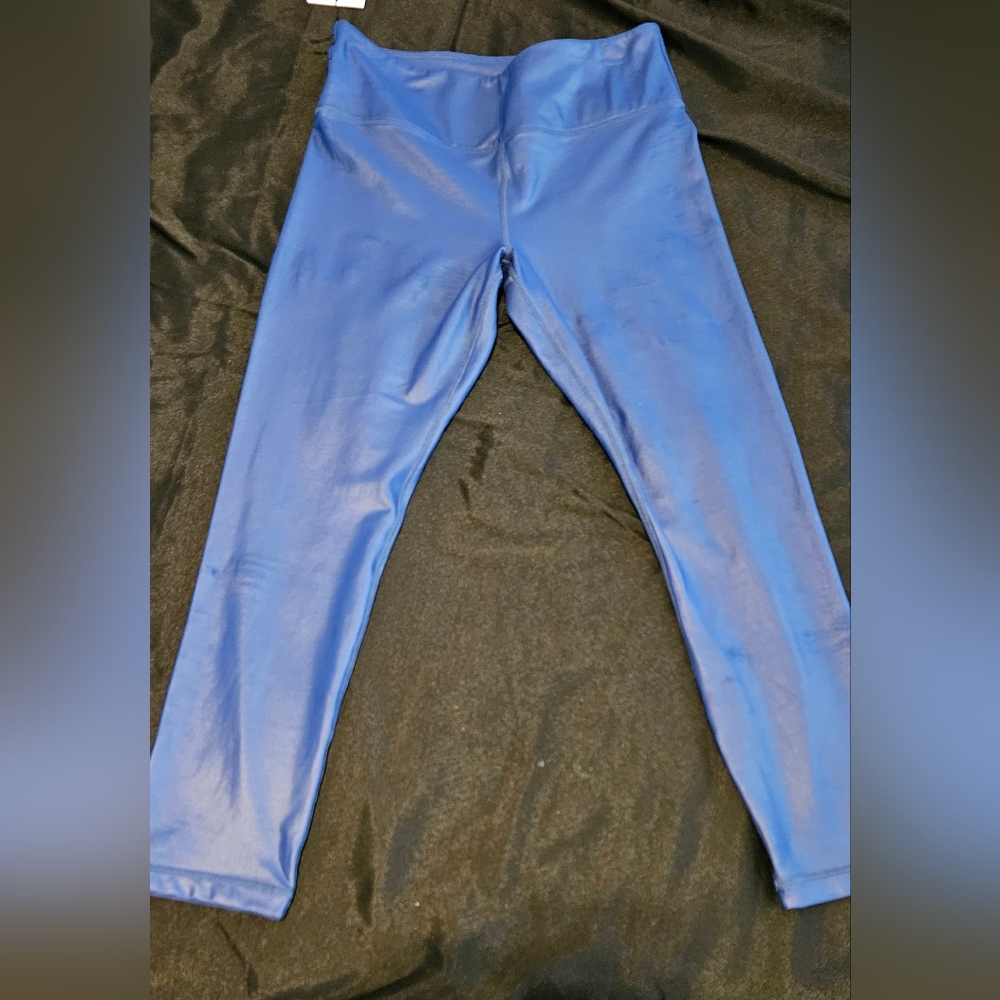 Zyia Blue Metallic Light N Tight Hi-Rise 7/8 24", Size 12